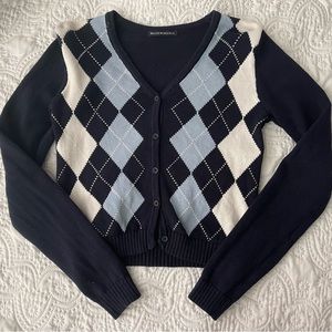 Brandy Melville Elizabeth Argyle Sweater Cardigan
